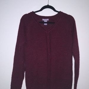 Burgundy Casual Sweater Women's Knit Top